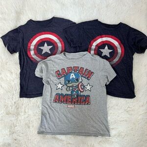 Boys Captain America T-Shirts Medium (3 shirts)